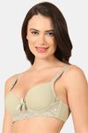 PrettyCat Lightly Padded Underwire Sexy Lace T-Shirt Bra - Light Green — thumbnail 2
